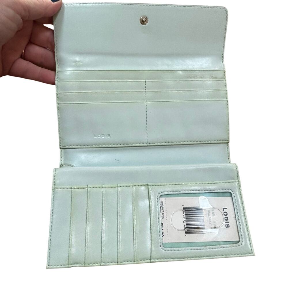 Lodis Sun Sky classic leather checkbook wallet yellow blue with FLAWS - Picture 6 of 11